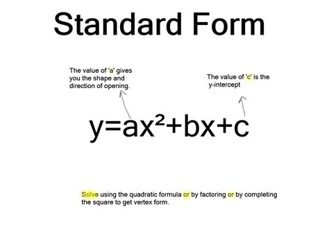 Standard Form - Learning QUADRATICS