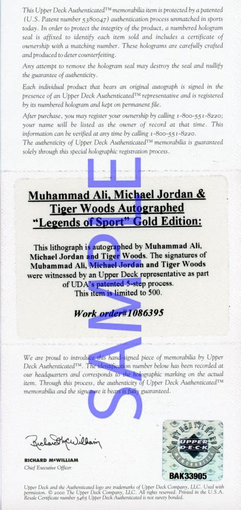 Michael Jordan Muhammad Ali Tiger Woods Signed Le Legends Of Sports