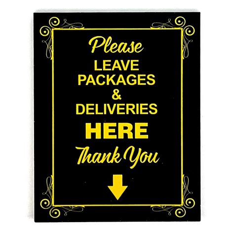 PLEASE LEAVE PACKAGES DELIVERIES HERE TQ With Arrow SIGN SIGNAGE