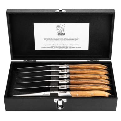 Steak Knife Laguiole Style De Vie Luxury Line Olive Wood 6 Pc