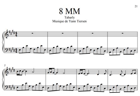 Yann Tiersen 8 MM Free Sheet Music PDF For Piano The Piano Notes