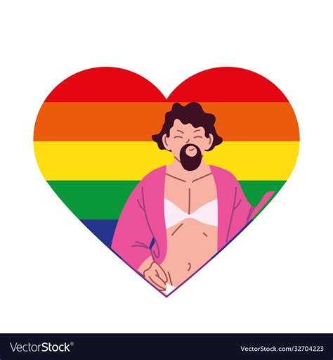 Transvestite Man Cartoon In Lgbti Heart Royalty Free Vector