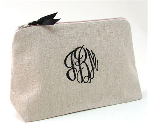 Personalized Linen Cosmetic Bag Linen Clutch Monogrammed Etsy