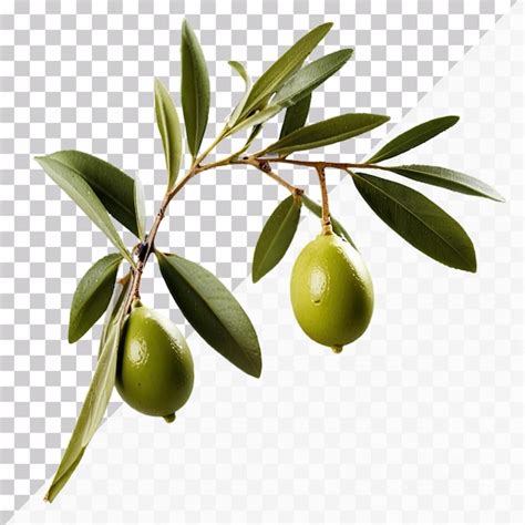 A Realistic Green Olive Branch Isolated On A Transparent Background