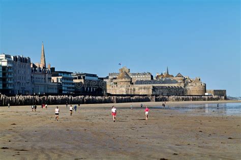 Saint Malo Brittany France Grand Plage Du Sillon Sillon Beach Photo