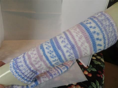 Leg Warmers Self Patterning Yarn Fair Isle Design Blue Etsy