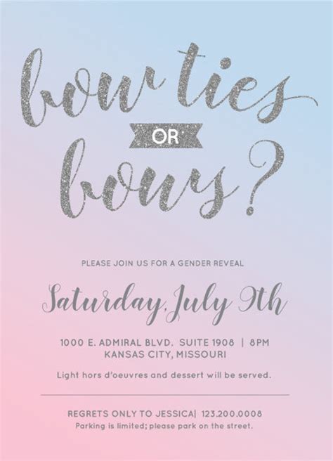 Gender Reveal Invitation Bow Ties Or Bows Party Etsy