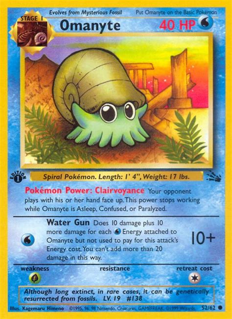 Omanyte Fossil Base Set Pokemon Trading Card Game Pokemasters