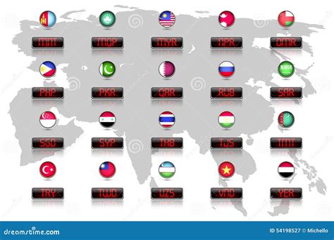 Countries Flags With Official Currency Symbols Stock Illustration Image 54198527