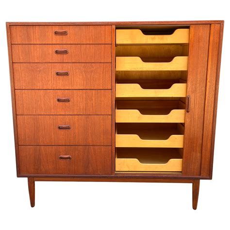 Mid Century Teak Tallboy Chest Of Drawers By Peter Hayward For Uniflex