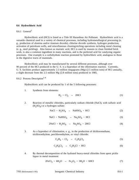 Pdf Ap 42 Ch 8 6 Hydrochloric Acid · Table 8 6 1 Metric And English Units Emission