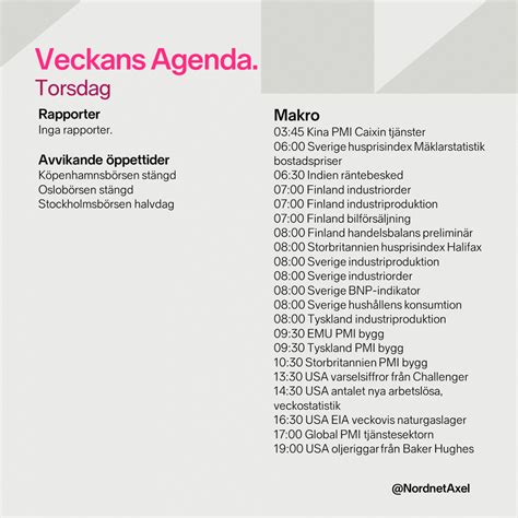 Axel Karlsson On Twitter Veckans Agenda Vecka Denna Vecka