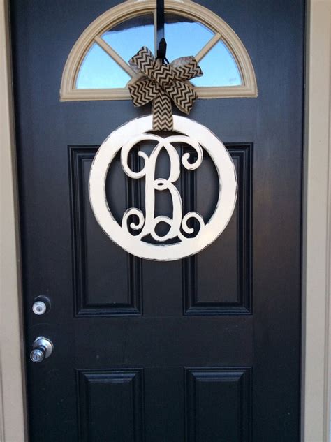 Circle Monogram Door Hanger 18 In Initial Door Hanger Etsy