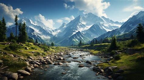 Premium AI Image | Majestic mountain scene panoramic beauty in nature