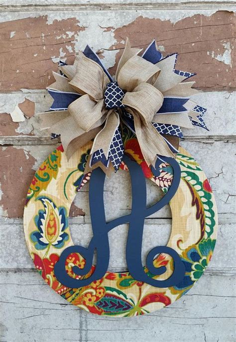 Front Door Decor Initial Door Wreath Wood Wreath Housewarming House