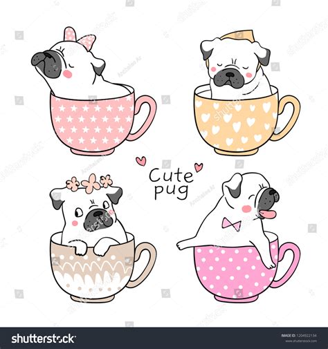 Draw Character Design Cute Pug Dog Stock Vector (Royalty Free) 1204922134 | Shutterstock