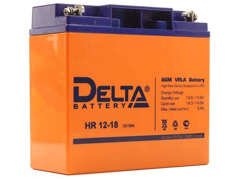 Аккумулятор для ИБП Delta HR12-18 (12В, 18Ач) | Квартон - КВАРТОН
