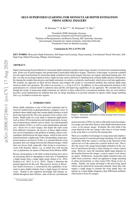 Pdf Self Supervised Learning For Monocular Depth Estimation From