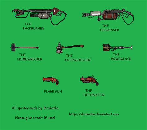 Tf2 Custom Red Pyro Weapon Sprites By Drakatha On Deviantart