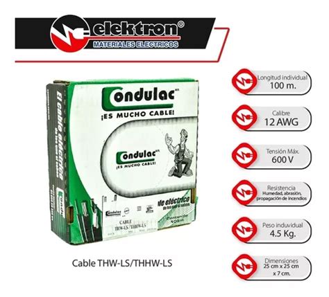 Caja Mts Cable Blanco Thw Cal Awg Cobre Condulac En Venta En