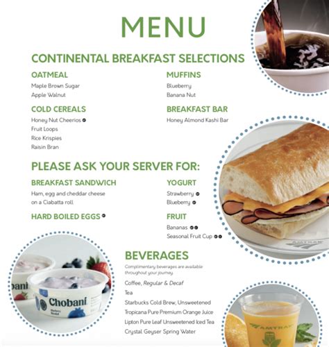 Amtrak Dining Car Menu