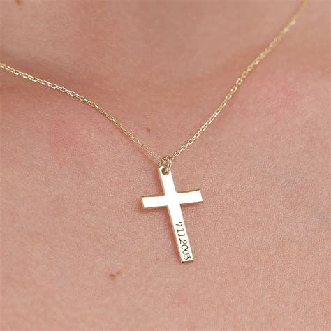 Cross Charm Necklace 14k Real Gold Solid Gold Cross Jewelry Etsy