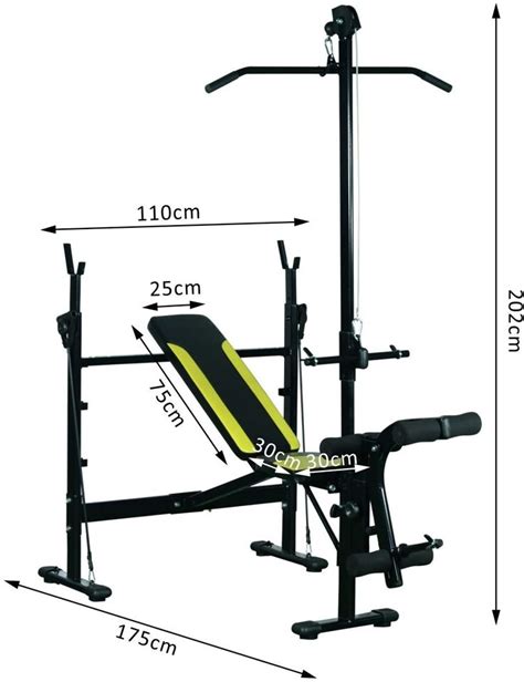 HOMCOM Banco de Pesas Reclinable Multifunción para Entrenamiento y