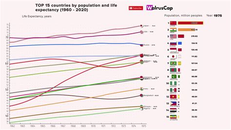 Top 15 Countries By Population And Their Life Expectancy 1960 2020 Youtube