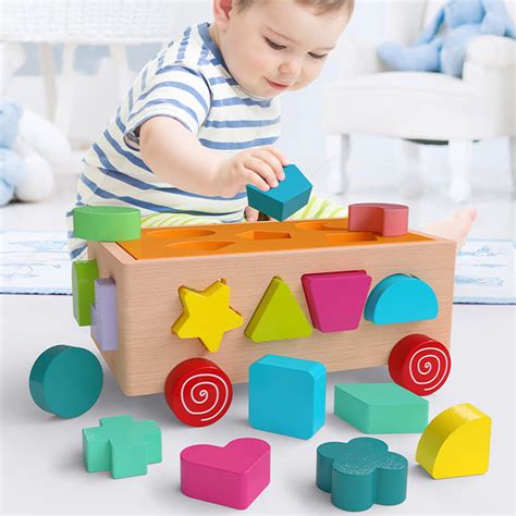 Kiskick Shape Matching Car Educational Wooden Toy Hand Eye Coordination