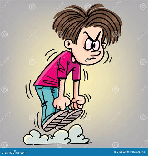 Boy Jumps in Rage and Frustration Stock Vector - Illustration of hand, girl: 210852521