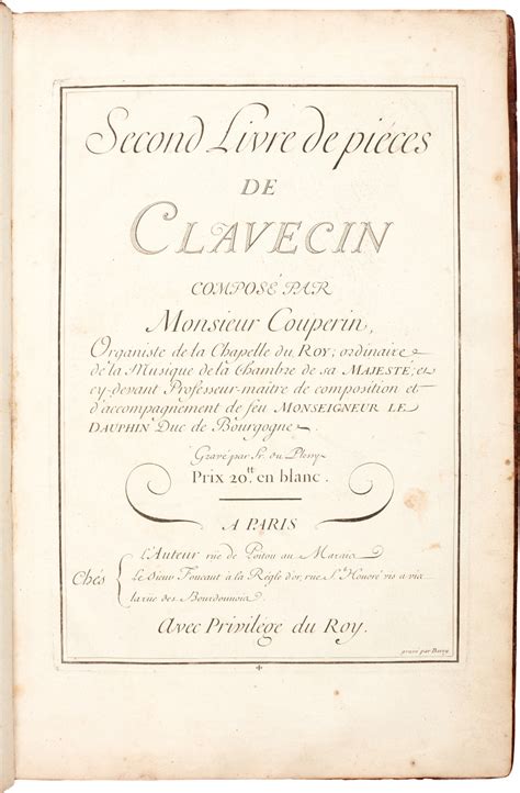 F Couperin Second livre de pièces de clavecin first edition second