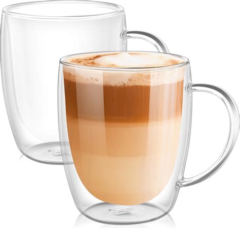 PunPun Coffee Cups Clear Coffee Mugs, Espresso Cups,Double Wall Glass ...