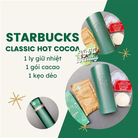 Ly Starbucks Classic Hot Cocoa gồm 1 ly xanh lá 591ml 1 Hot Cocoa 28 Vy Hí Beauty