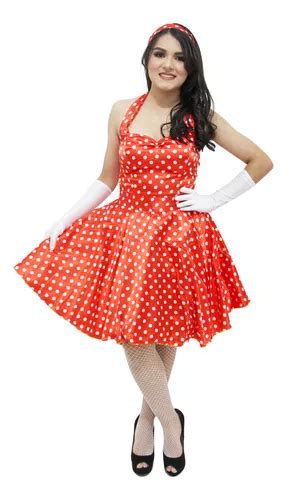 Fantasia Com Meia Arrastão - Fantasia Anos 60 + Meia Arrastão + Luva / Vestido Bolinhas | Frete grátis