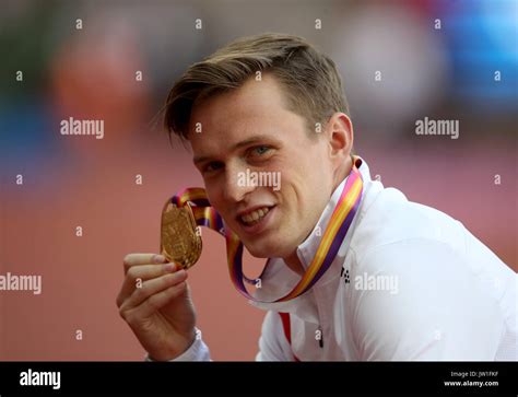 Norway S Karsten Warholm Poses With His Gold Medal From The M