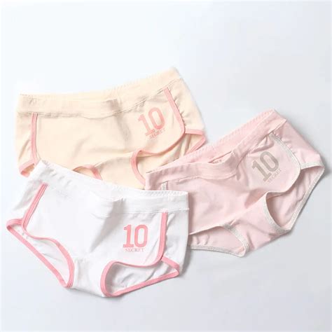 Buy Cotton Middle Waist Breathable Women Briefs Soft College Wind Panties