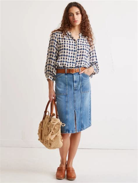 Bambou Straight Denim Skirt Endource