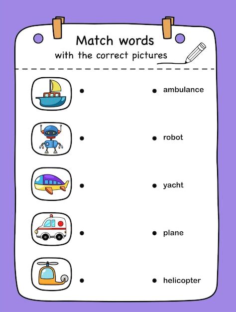 Premium Vector Match Words With The Correct Pictures Illustration Vector