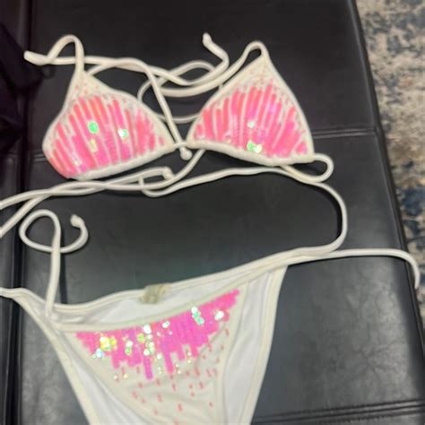 Victoria S Secret Swim Pink And White Bikini Set Poshmark