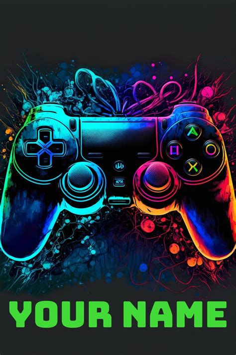 Personalized Gaming Controller Digital Print Wall Art Print Etsy Uk