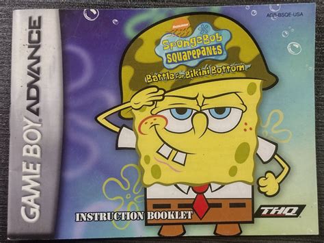 SpongeBob SquarePants Battle For Bikini Bottom GBA Manual Only