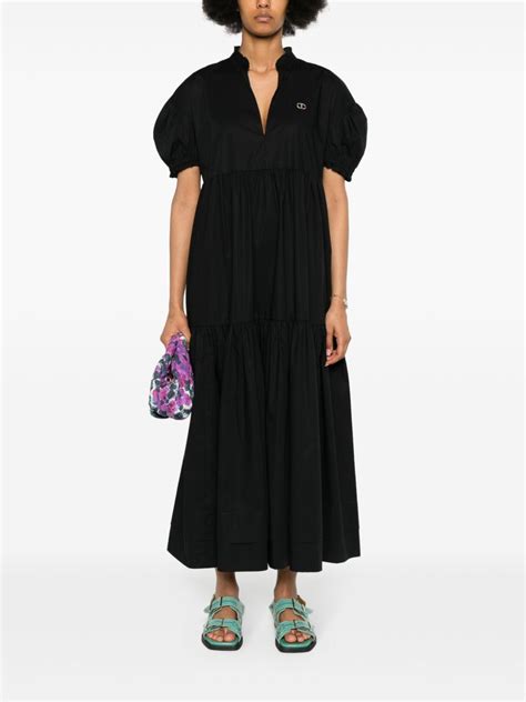 Twinset Tiered Cotton Midi Dress Black Farfetch