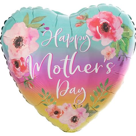 Ombre Floral Happy Mothers Day Heart Foil Balloon 28in Party City