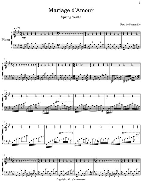 mariage d amour music sheet 1