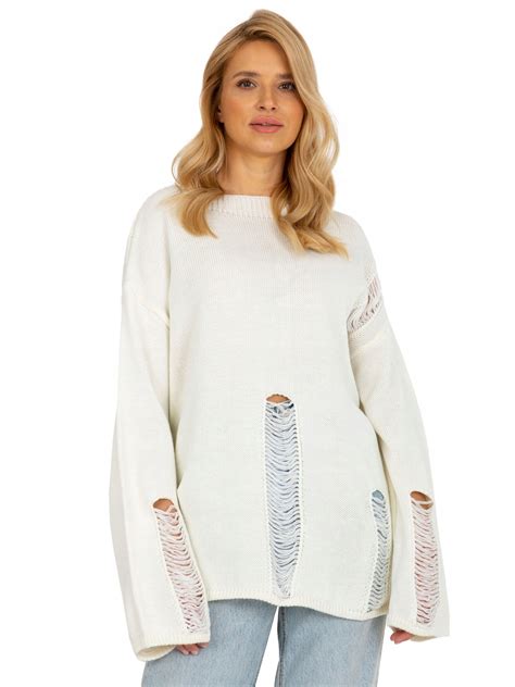 Wygodny SWETER DAMSKI oversize z dziurami WEŁNA 13230933462 Allegro pl