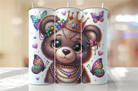 Cute Bear Mardi Gras Tumbler Wrap Graphic By Thedigitalstore