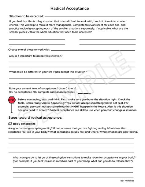 Radical Acceptance Worksheet Dbt