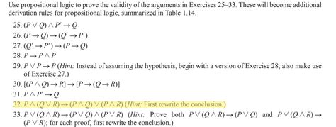 Solved Use Propositional Logic To Prove The Validity Of The