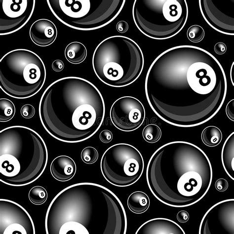 Seamless Digital Pattern With Billiards Pool Snooker 8 Ball Icon Stock