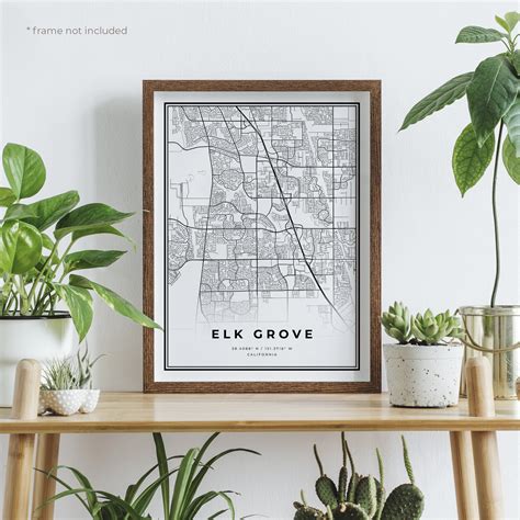 Elk Grove Map Print Elk Grove Street Map Poster California Etsy